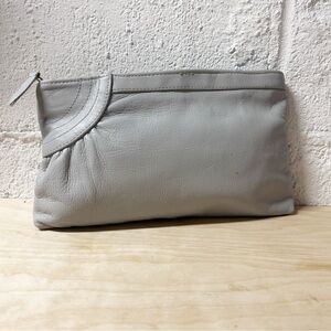 VTG 70s/80s Contessa Genuine Light Gray Leather Clutch Purse/Pouch EUC Large